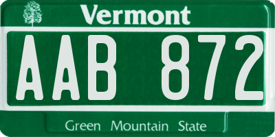 VT license plate AAB872