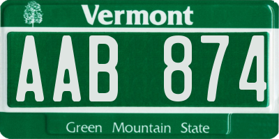 VT license plate AAB874