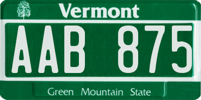 VT license plate AAB875