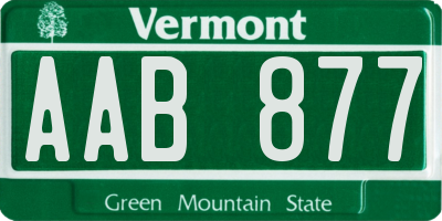 VT license plate AAB877