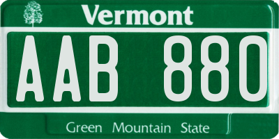 VT license plate AAB880