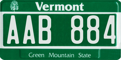 VT license plate AAB884