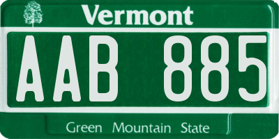 VT license plate AAB885