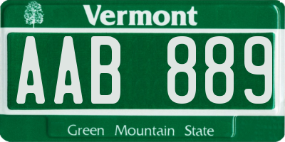 VT license plate AAB889