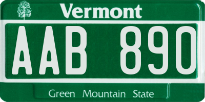 VT license plate AAB890