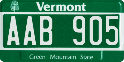 VT license plate AAB905