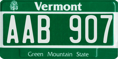 VT license plate AAB907