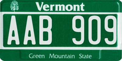 VT license plate AAB909