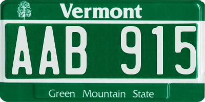 VT license plate AAB915
