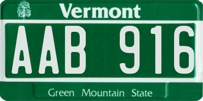 VT license plate AAB916