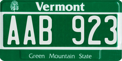 VT license plate AAB923