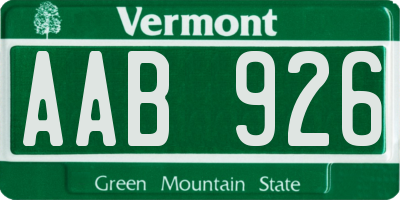 VT license plate AAB926