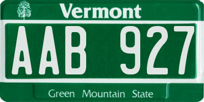 VT license plate AAB927