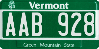 VT license plate AAB928