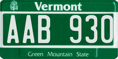 VT license plate AAB930