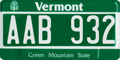 VT license plate AAB932