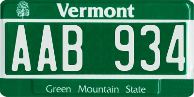 VT license plate AAB934