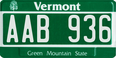 VT license plate AAB936