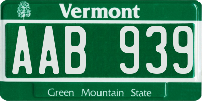 VT license plate AAB939