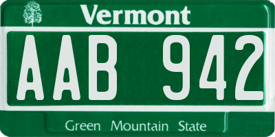 VT license plate AAB942