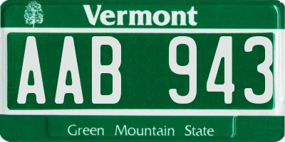 VT license plate AAB943