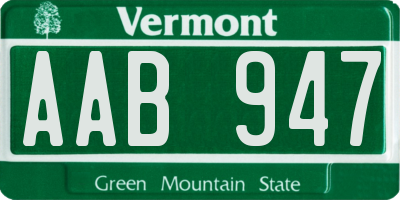 VT license plate AAB947