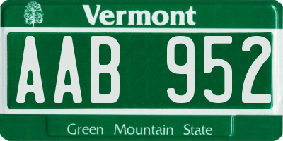 VT license plate AAB952