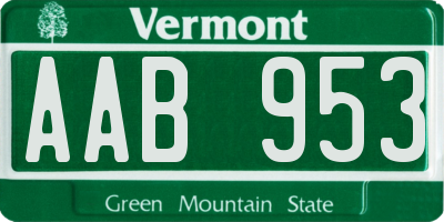 VT license plate AAB953