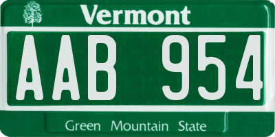 VT license plate AAB954