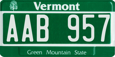 VT license plate AAB957