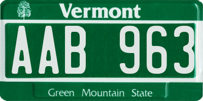 VT license plate AAB963