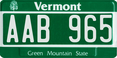 VT license plate AAB965