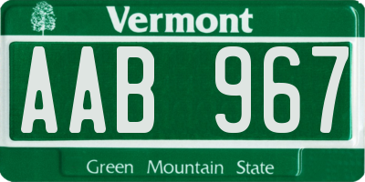 VT license plate AAB967