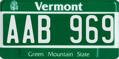 VT license plate AAB969