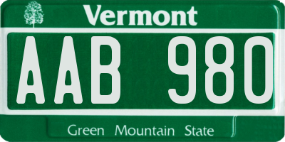 VT license plate AAB980