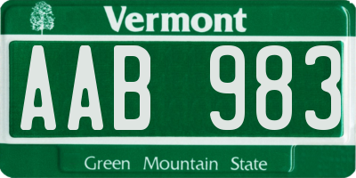 VT license plate AAB983