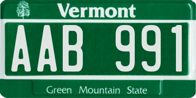 VT license plate AAB991