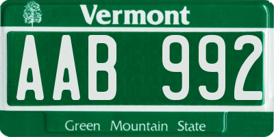 VT license plate AAB992