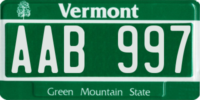 VT license plate AAB997