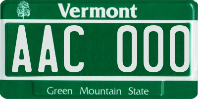 VT license plate AAC000