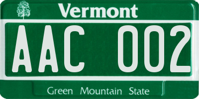 VT license plate AAC002