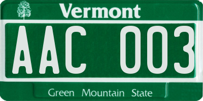 VT license plate AAC003