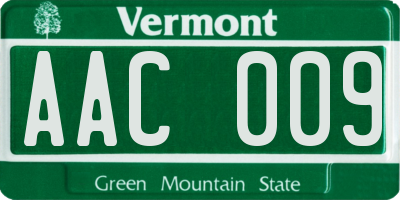 VT license plate AAC009