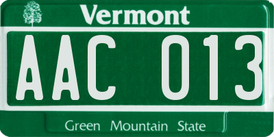 VT license plate AAC013