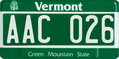 VT license plate AAC026