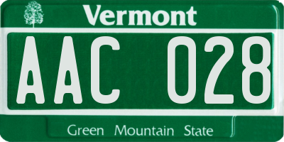 VT license plate AAC028