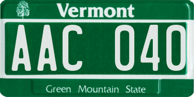 VT license plate AAC040