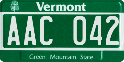 VT license plate AAC042