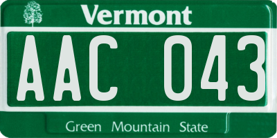 VT license plate AAC043