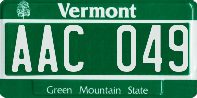 VT license plate AAC049